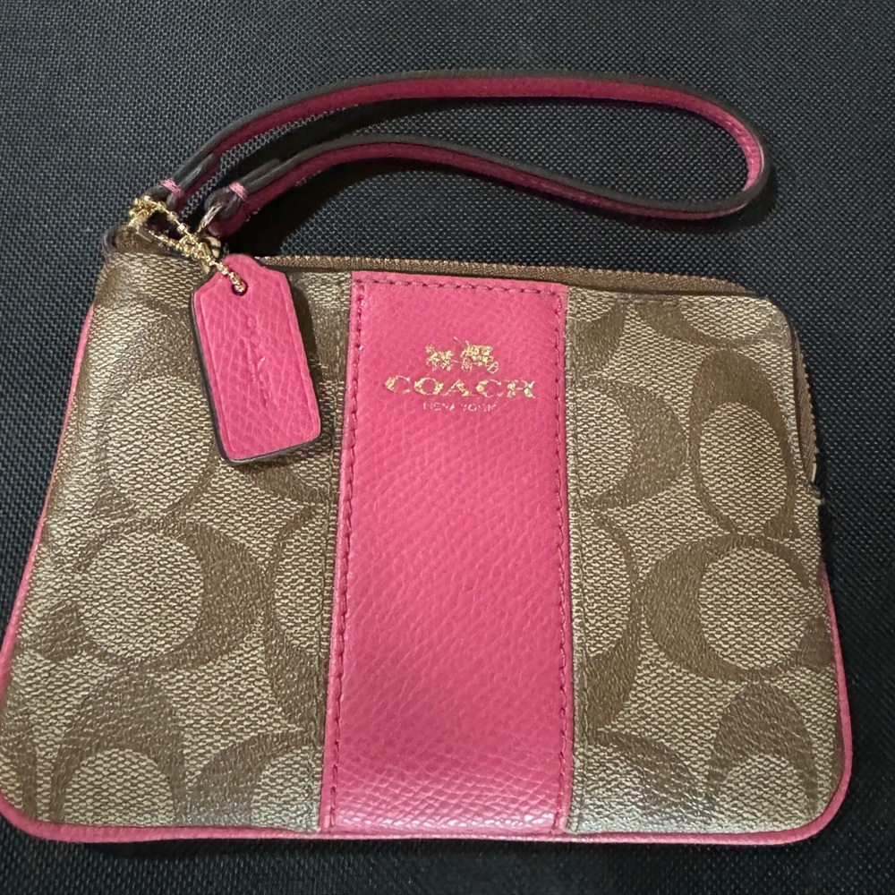 Coach Pink and Brown Wristlet